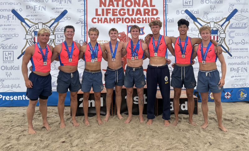Representing Sussex County are Dewey Beach Patrol members (l-r) C.J. Fritchman, Austin Rhue, Kolbe Green, Wilson Ingerski, Hunter Jones, Lawson Whaley, Mack Leonnhartt and Kyle Green.